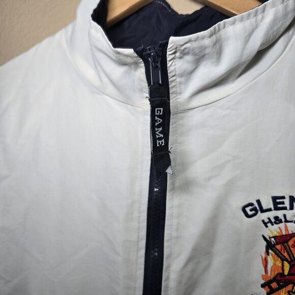 Game Sportswear Glenwood H&L Co Fire Dept Windbreaker Jacket Navy White Medium - Picture 7 of 13